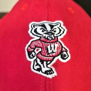 Red University Of Wisconsin Ball Cap with BADGERS Embroidery